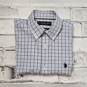 US Polo Assn. Lowell Sports Button Up Dress Shirt Striped Linen